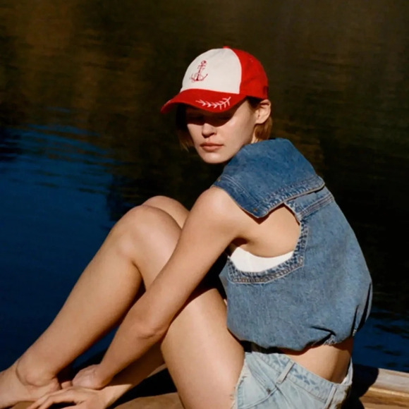 NWT Anthropologie Coney Island Picnic Nautical Monogram Baseball Cap Letter A - Picture 2 of 4